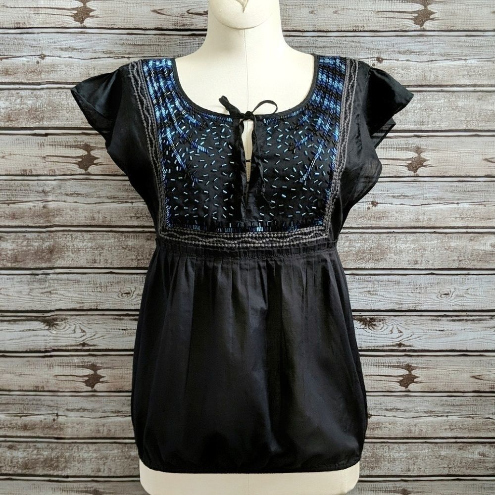 3/$15 Express Beaded & Embroidered Lace Back Top